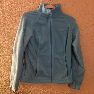 Columbia Full Zip Light Blue Fleece Jacket Long Sleeve Women's Size M